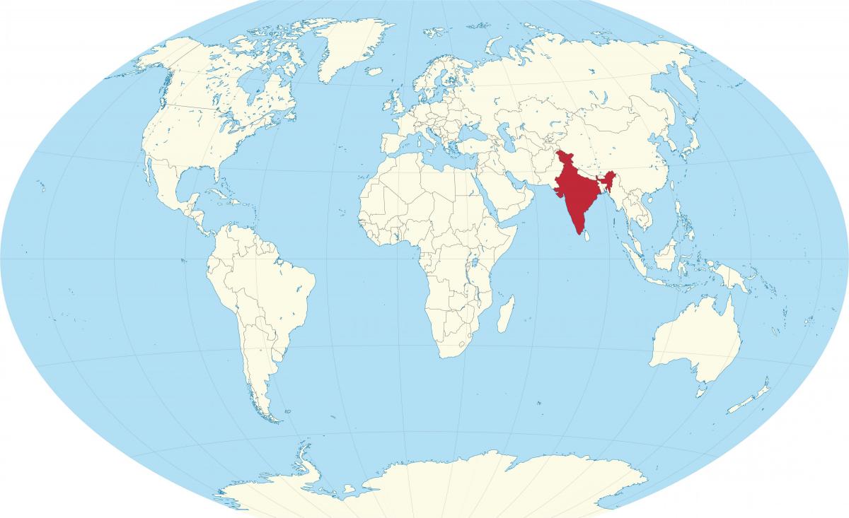 印度在世界地图上的位置