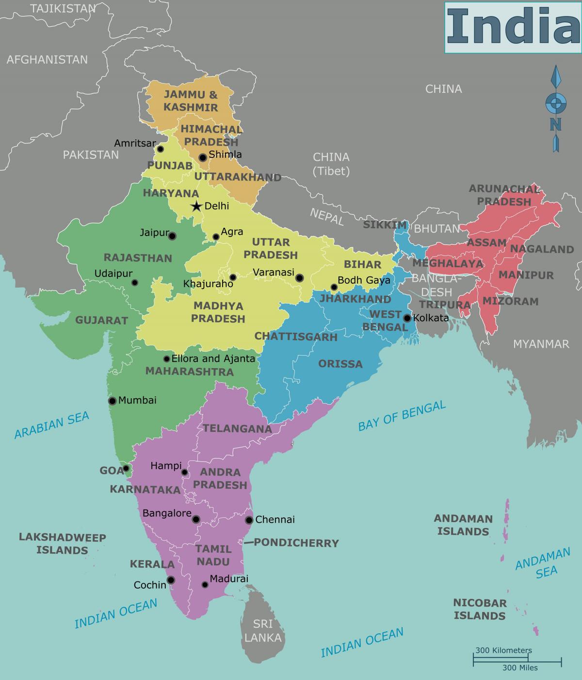 印度地区地图