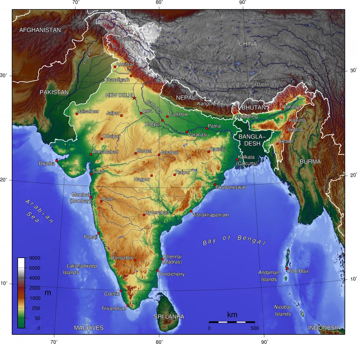 印度地形图