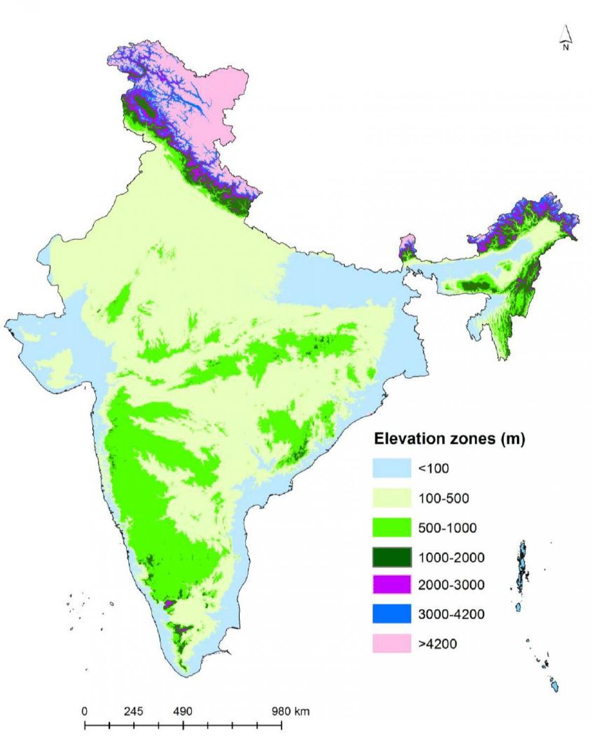 印度海拔高度图