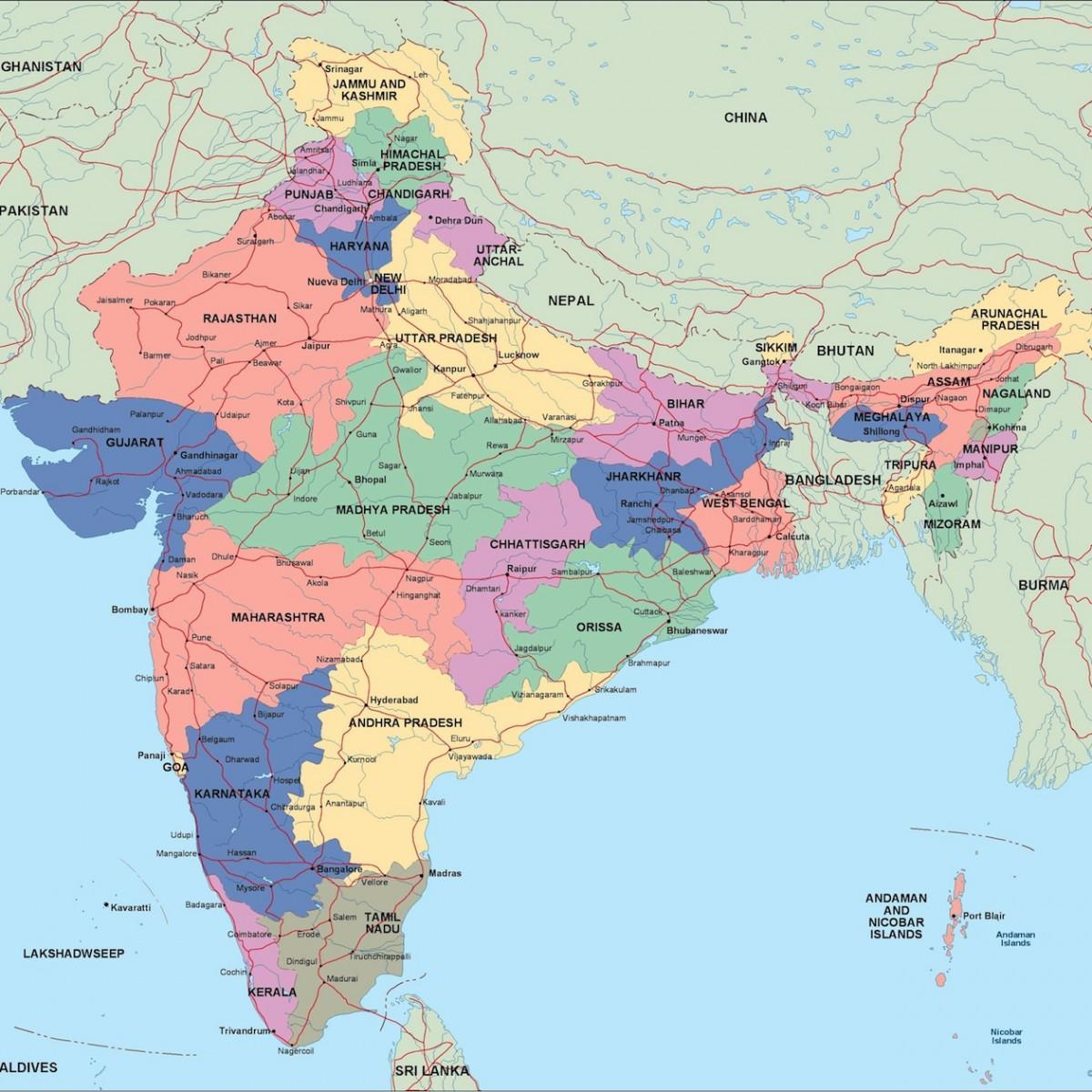 印度行政地图