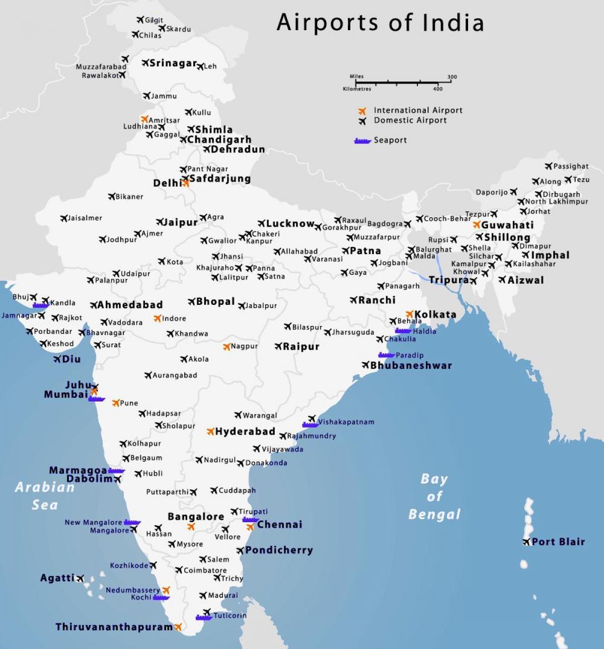 印度机场地图