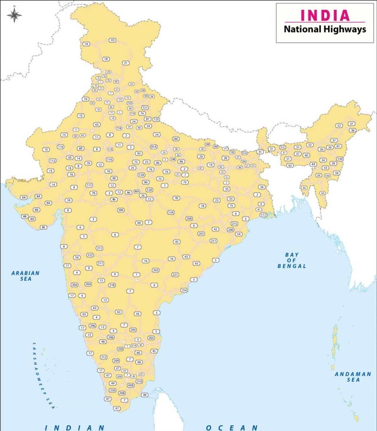 印度的高速公路地图
